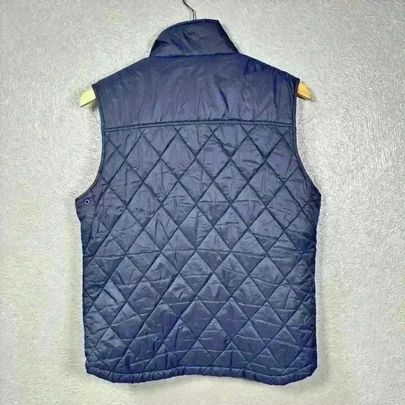 BANANA REPUBLIC Quilted Vest Blue Button Zip Outdoorsy Pockets Women Medium - Picture 2 of 9